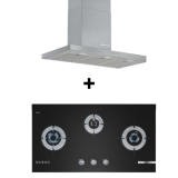 (BUNDLE) BOSCH DWB97CM50B 6 Wall-Mounted Cooker Hood (90cm) + BOSCH PMD93D31AF(PUB) Tempered Glass Gas Hob